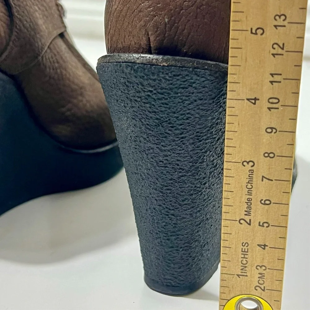 Burberry Prorsum Brown Leather Platform Wedge Booties Women's Size EU 37.5 US 7 - Picture 8 of 14